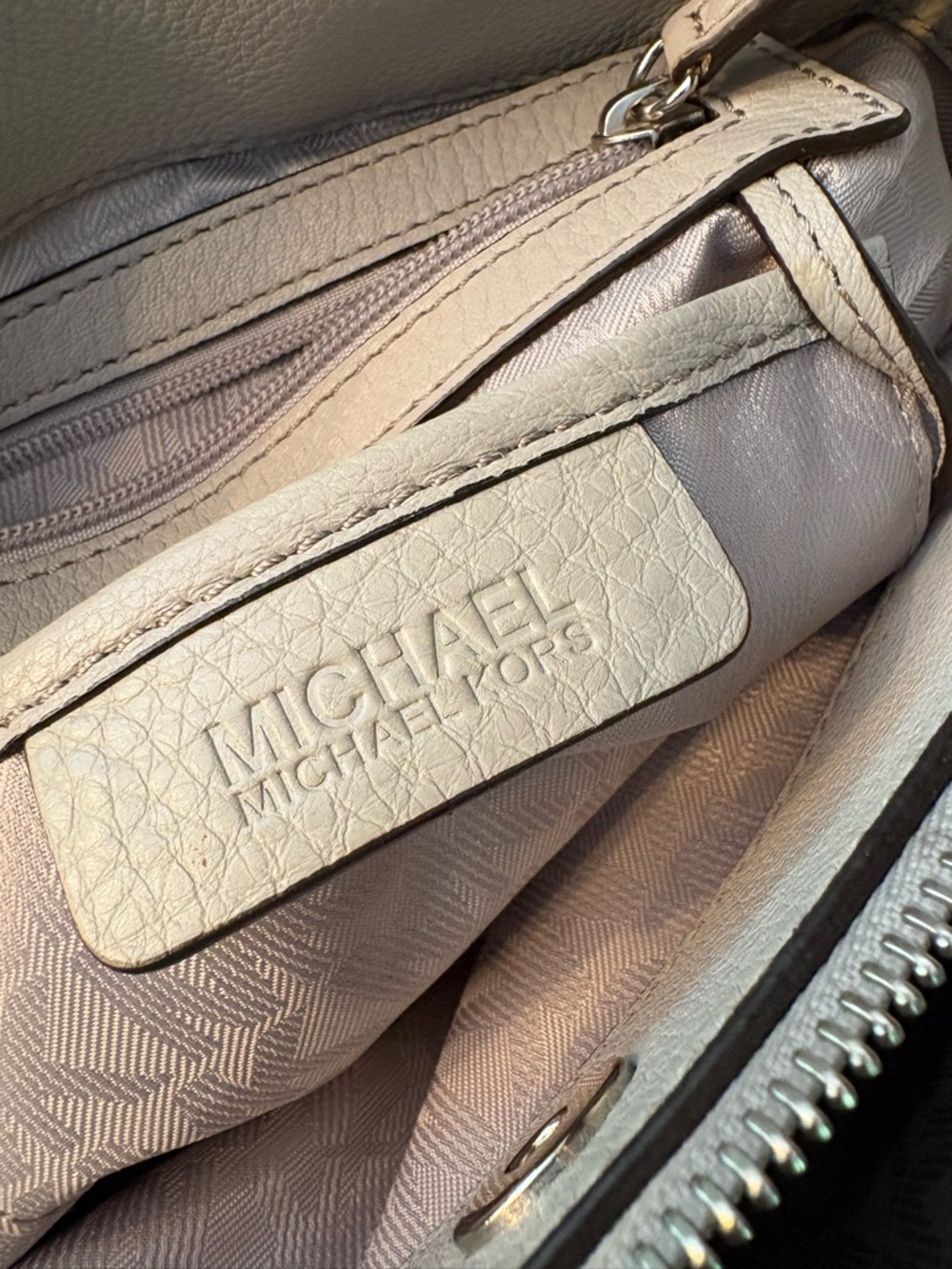 Michael Kors Pebbled Leather Satchel in Light Gray - Picture 13 of 13